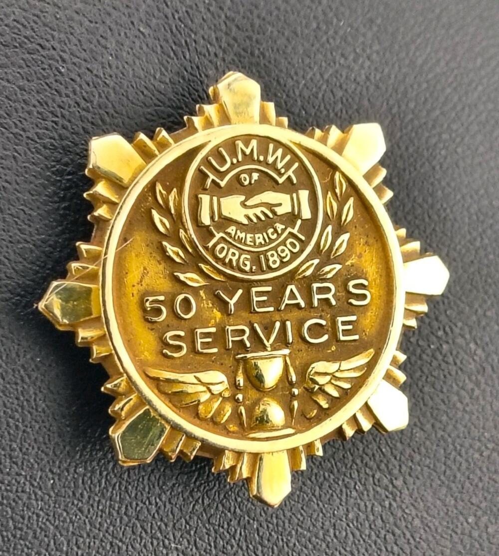 Vintage 14K Gold UMWA United Mine Workers 50 Years Service Pin 6.07g JWU Union